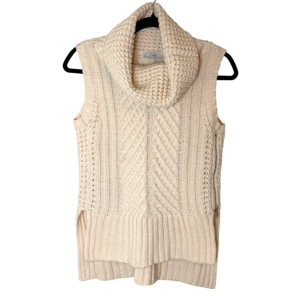DEX Womens Sleeveless Cable Knit Turtleneck Sweater- Size XS